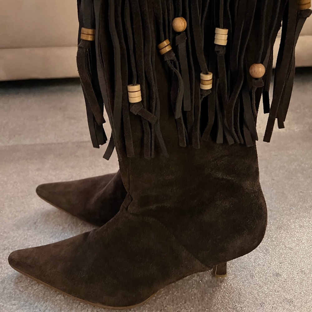 Fringe boots - brown